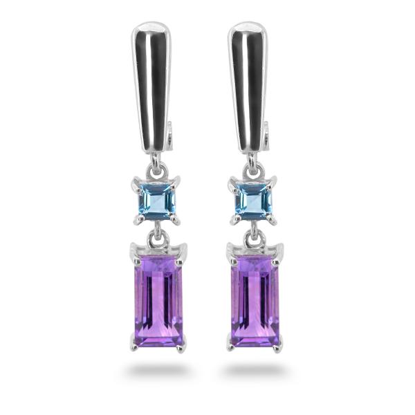 Boucles d'oreilles amethyste, topaze argent Maria